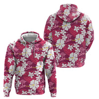 Pink Hawaiian Hibiscus Monstera Hoodie Grunge Stylized LT01 - Polynesian Pride