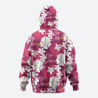 Pink Hawaiian Hibiscus Monstera Hoodie Grunge Stylized LT01 - Polynesian Pride