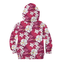 Pink Hawaiian Hibiscus Monstera Kid Hoodie Grunge Stylized LT01 - Polynesian Pride