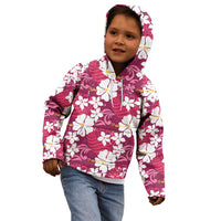 Pink Hawaiian Hibiscus Monstera Kid Hoodie Grunge Stylized LT01 - Polynesian Pride