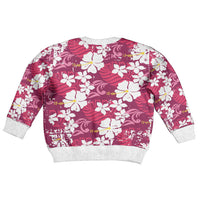 Pink Hawaiian Hibiscus Monstera Kid Ugly Christmas Sweater Grunge Stylized