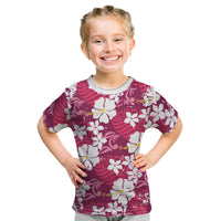Pink Hawaiian Hibiscus Monstera Kid T Shirt Grunge Stylized LT01 Pink - Polynesian Pride