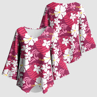 Pink Hawaiian Hibiscus Monstera Kimono Sleeve Blouse Grunge Stylized LT01 - Polynesian Pride