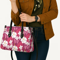 Pink Hawaiian Hibiscus Monstera Leather Bag Grunge Stylized