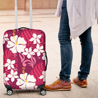 Pink Hawaiian Hibiscus Monstera Luggage Cover Grunge Stylized LT01 Pink - Polynesian Pride