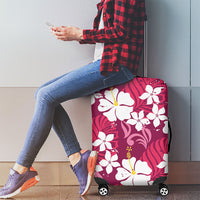 Pink Hawaiian Hibiscus Monstera Luggage Cover Grunge Stylized LT01 - Polynesian Pride