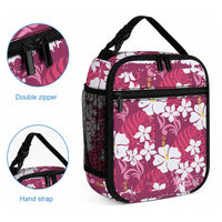 Pink Hawaiian Hibiscus Monstera Lunch Bag Grunge Stylized