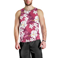 Pink Hawaiian Hibiscus Monstera Men Tank Top Grunge Stylized LT01 - Polynesian Pride