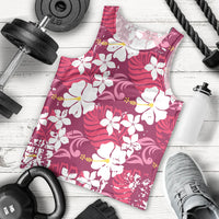 Pink Hawaiian Hibiscus Monstera Men Tank Top Grunge Stylized LT01 - Polynesian Pride