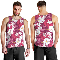 Pink Hawaiian Hibiscus Monstera Men Tank Top Grunge Stylized LT01 - Polynesian Pride