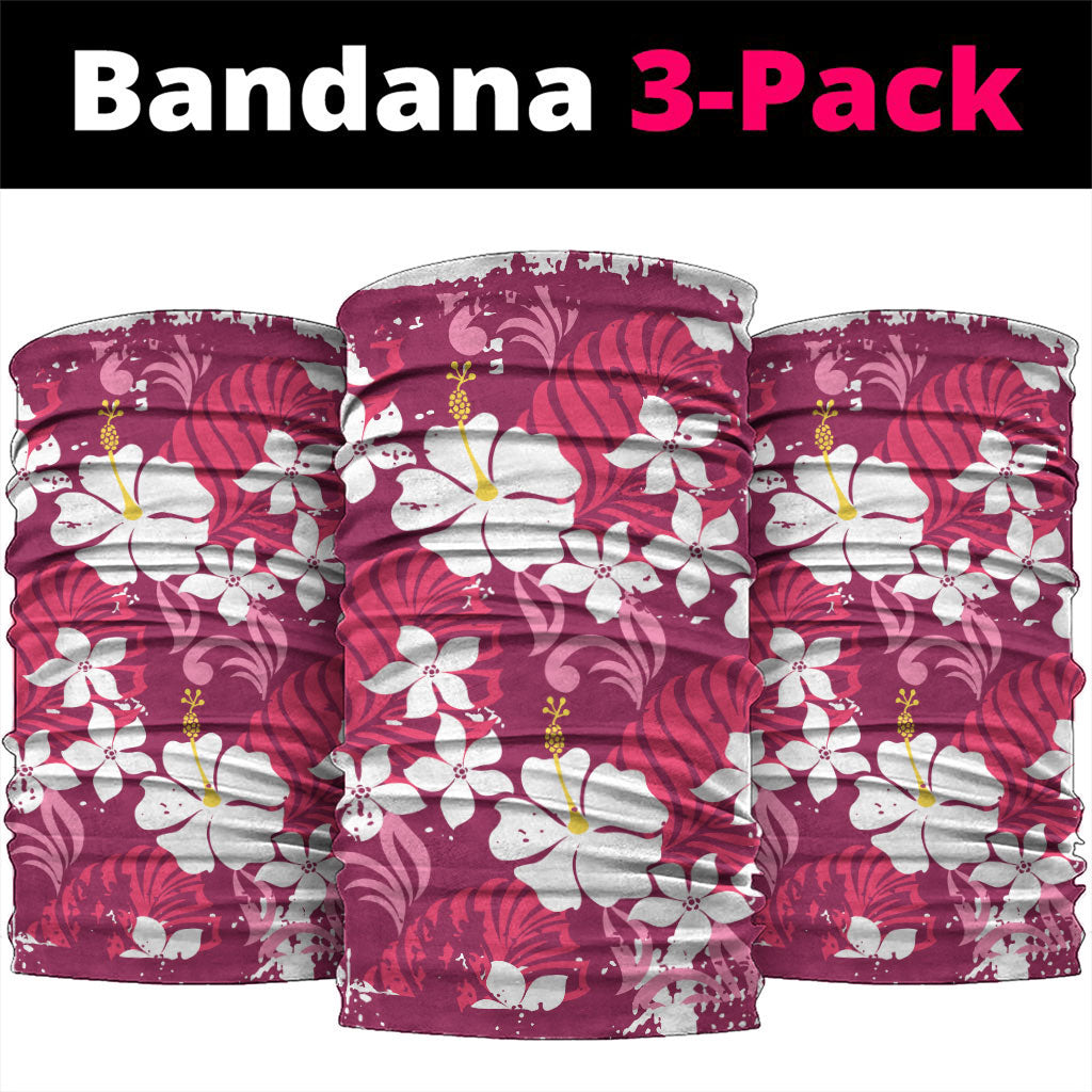 Pink Hawaiian Hibiscus Monstera Neck Gaiter Grunge Stylized