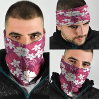 Pink Hawaiian Hibiscus Monstera Neck Gaiter Grunge Stylized