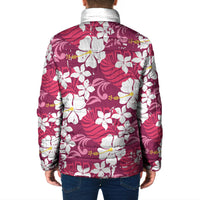 Pink Hawaiian Hibiscus Monstera Padded Jacket Grunge Stylized LT01 - Polynesian Pride