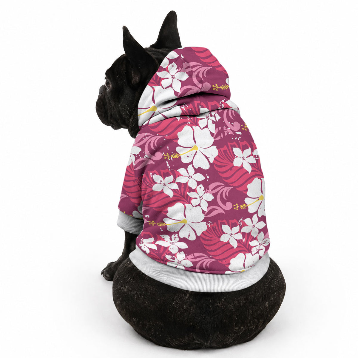 Pink Hawaiian Hibiscus Monstera Pet Hoodie Grunge Stylized LT01 - Polynesian Pride