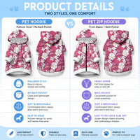 Pink Hawaiian Hibiscus Monstera Pet Hoodie Grunge Stylized LT01 - Polynesian Pride