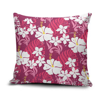 Pink Hawaiian Hibiscus Monstera Pillow Cover Grunge Stylized LT01 Pink - Polynesian Pride