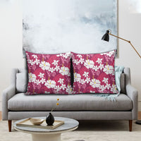 Pink Hawaiian Hibiscus Monstera Pillow Cover Grunge Stylized LT01 - Polynesian Pride