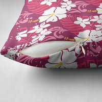 Pink Hawaiian Hibiscus Monstera Pillow Cover Grunge Stylized LT01 - Polynesian Pride