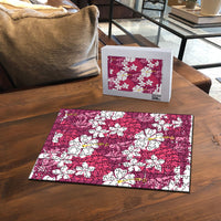 Pink Hawaiian Hibiscus Monstera Puzzle Grunge Stylized LT01 - Polynesian Pride