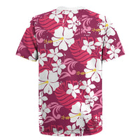 Pink Hawaiian Hibiscus Monstera Rugby Jersey Grunge Stylized LT01 - Polynesian Pride