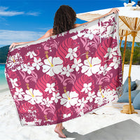 Pink Hawaiian Hibiscus Monstera Sarong Grunge Stylized