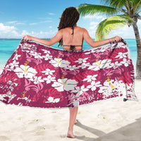 Pink Hawaiian Hibiscus Monstera Sarong Grunge Stylized