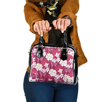 Pink Hawaiian Hibiscus Monstera Shoulder Handbag Grunge Stylized