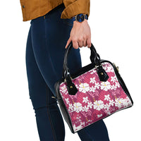 Pink Hawaiian Hibiscus Monstera Shoulder Handbag Grunge Stylized