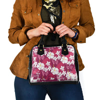 Pink Hawaiian Hibiscus Monstera Shoulder Handbag Grunge Stylized