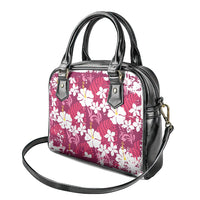 Pink Hawaiian Hibiscus Monstera Shoulder Handbag Grunge Stylized