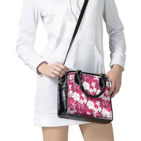 Pink Hawaiian Hibiscus Monstera Shoulder Handbag Grunge Stylized