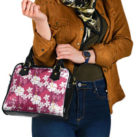 Pink Hawaiian Hibiscus Monstera Shoulder Handbag Grunge Stylized