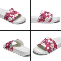 Pink Hawaiian Hibiscus Monstera Slide Sandals Grunge Stylized