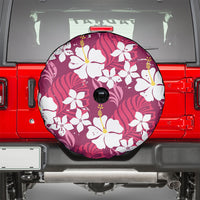 Pink Hawaiian Hibiscus Monstera Spare Tire Cover Grunge Stylized LT01 - Polynesian Pride
