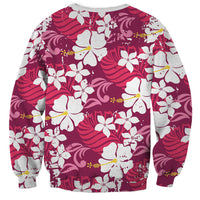 Pink Hawaiian Hibiscus Monstera Sweatshirt Grunge Stylized LT01 - Polynesian Pride