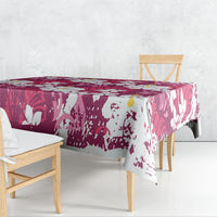 Pink Hawaiian Hibiscus Monstera Tablecloth Grunge Stylized