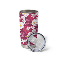Pink Hawaiian Hibiscus Monstera Tumbler Cup Grunge Stylized LT01 - Polynesian Pride