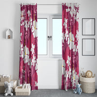 Pink Hawaiian Hibiscus Monstera Window Curtain Grunge Stylized