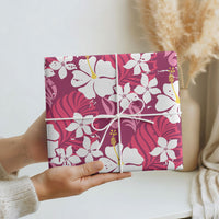 Pink Hawaiian Hibiscus Monstera Wrapping Paper Grunge Stylized