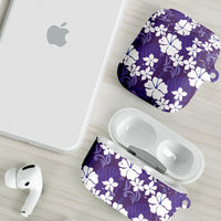 Purple Hawaiian Hibiscus Monstera AirPods Case Grunge Stylized LT01 - Polynesian Pride