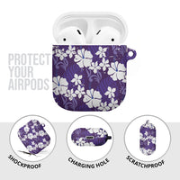 Purple Hawaiian Hibiscus Monstera AirPods Case Grunge Stylized LT01 - Polynesian Pride