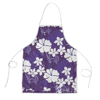 Purple Hawaiian Hibiscus Monstera Apron Grunge Stylized
