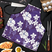 Purple Hawaiian Hibiscus Monstera Apron Grunge Stylized