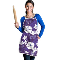 Purple Hawaiian Hibiscus Monstera Apron Grunge Stylized