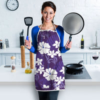 Purple Hawaiian Hibiscus Monstera Apron Grunge Stylized