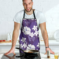 Purple Hawaiian Hibiscus Monstera Apron Grunge Stylized