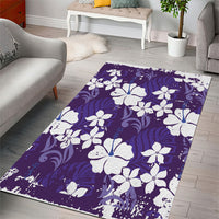Purple Hawaiian Hibiscus Monstera Area Rug Grunge Stylized LT01 - Polynesian Pride