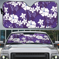 Purple Hawaiian Hibiscus Monstera Auto Sun Shade Grunge Stylized