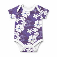 Purple Hawaiian Hibiscus Monstera Baby Onesie Grunge Stylized LT01 Purple - Polynesian Pride
