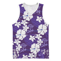 Purple Hawaiian Hibiscus Monstera Basketball Jersey Grunge Stylized LT01 Unisex Purple - Polynesian Pride